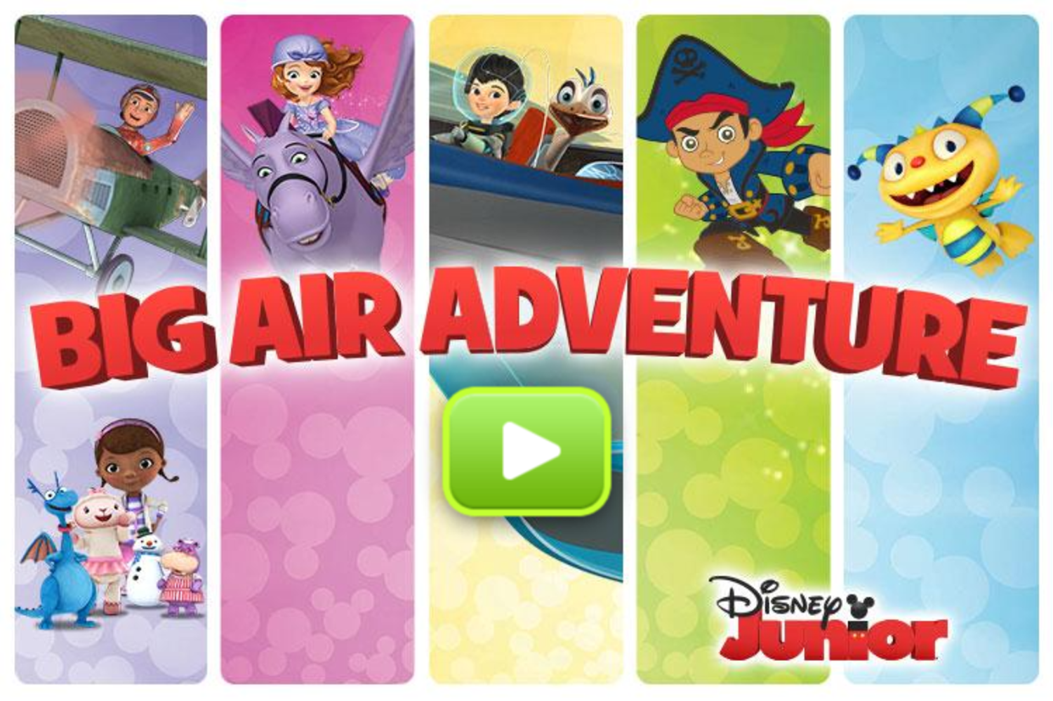Disney Jr Big Air Adventure Game Welcome Screen Screenshot.
