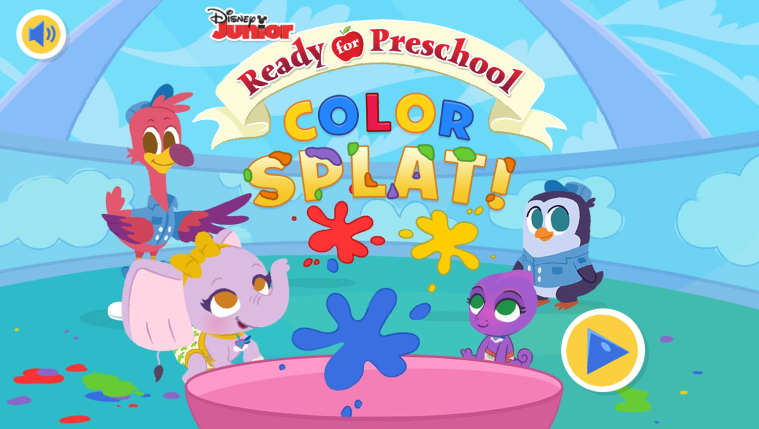 Disney Jr Color Splat Game Welcome Screen Screenshot.