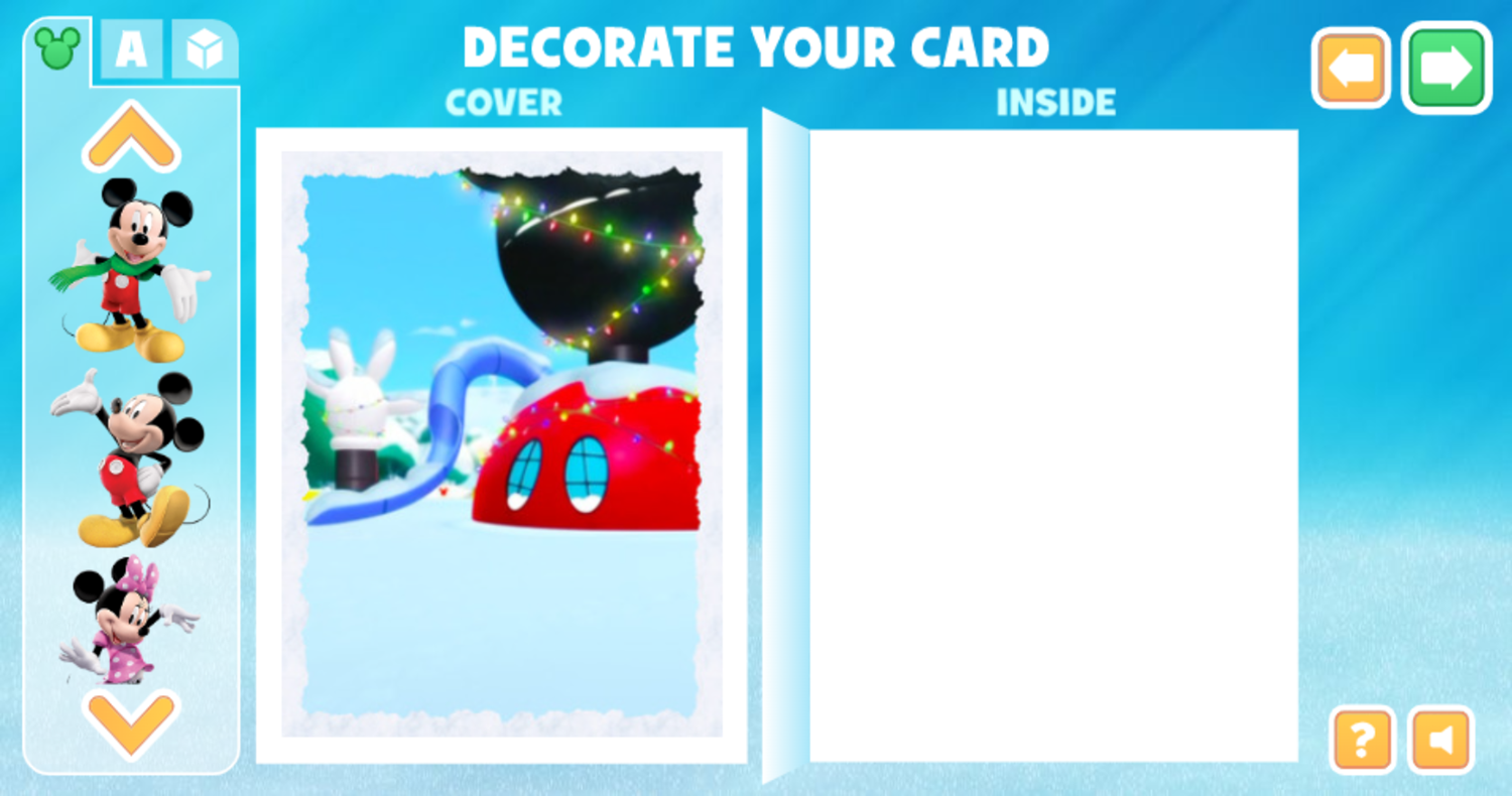 Disney Jr Holiday Card Creator Game Blank Card Screenshot.