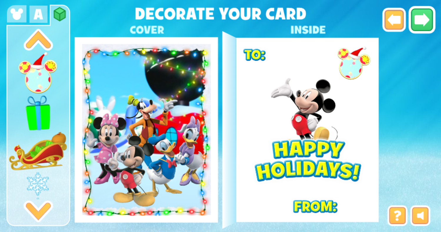 Disney Jr Holiday Card Creator Game Decorated Card Screenshot.