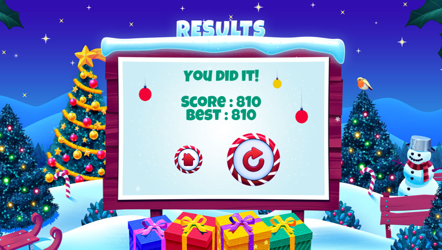 Disney Jr Holiday Party Game Gift Dropping Score Screenshot.