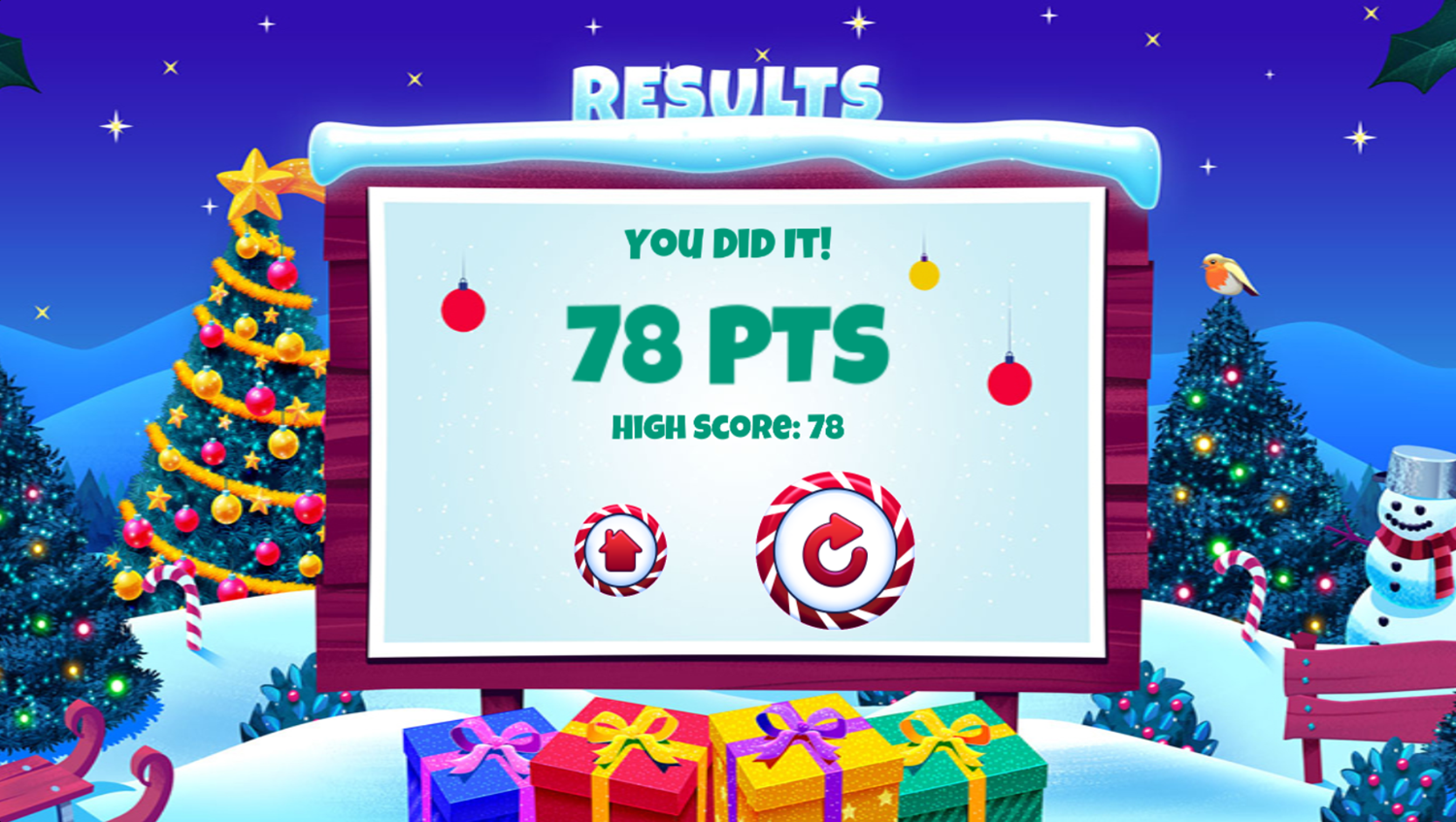 Disney Jr Holiday Party Game Gift Stacking Score Screenshot.