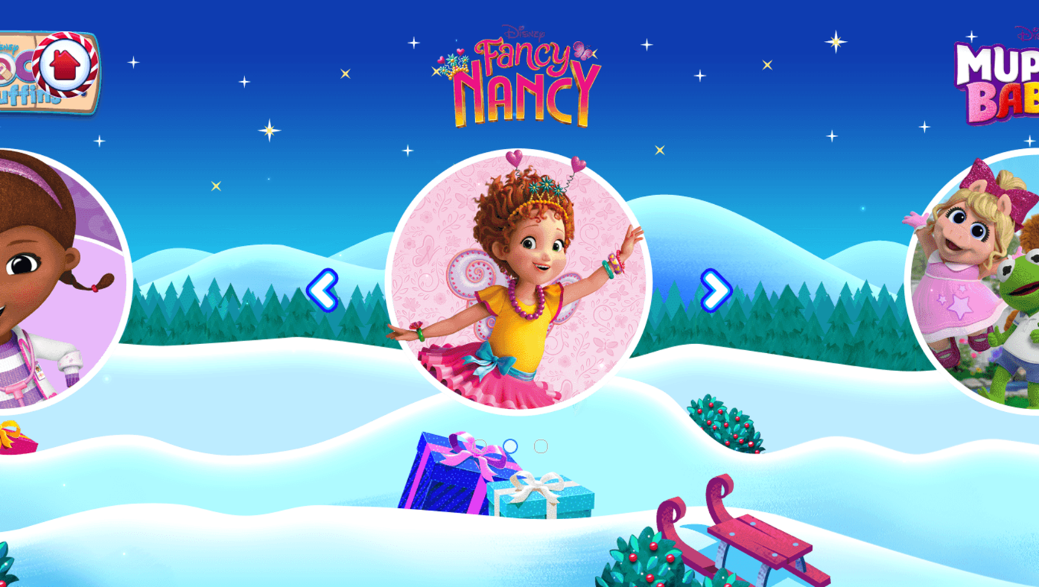 Disney Jr Holiday Party Game Select Character Screenshot.