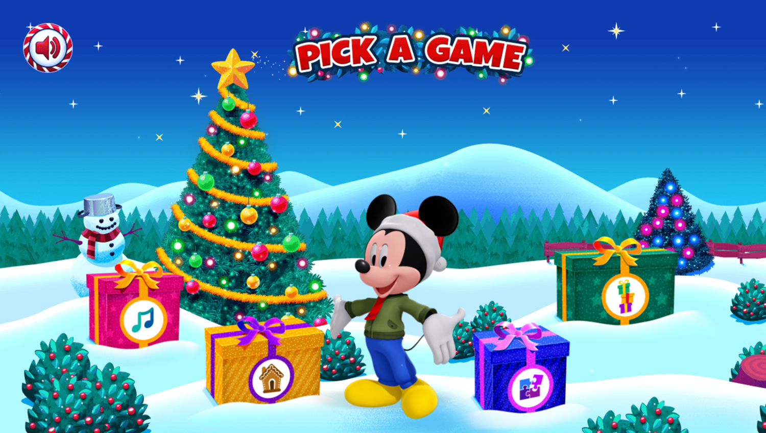 Disney Jr Holiday Party Game Welcome Screen Screenshot.