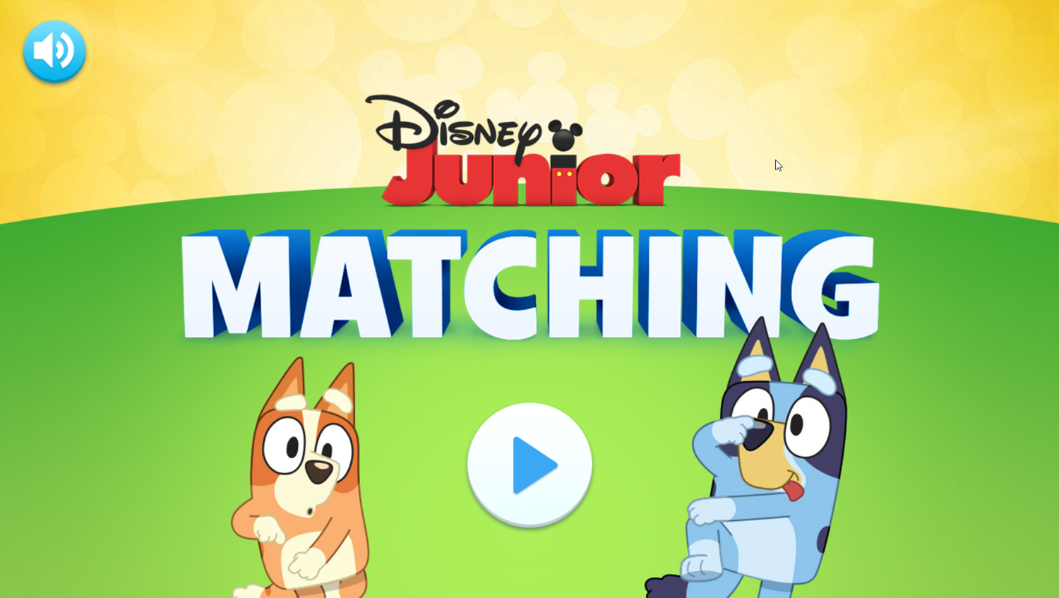Disney Jr Matching Game Welcome Screen Screenshot.