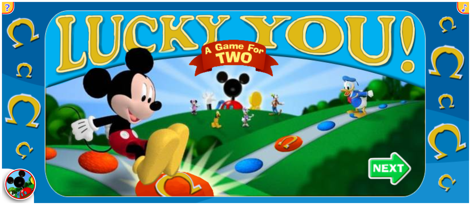 Disney Jr Mickey Mouse Club Lucky You Game Welcome Screen Screenshot.