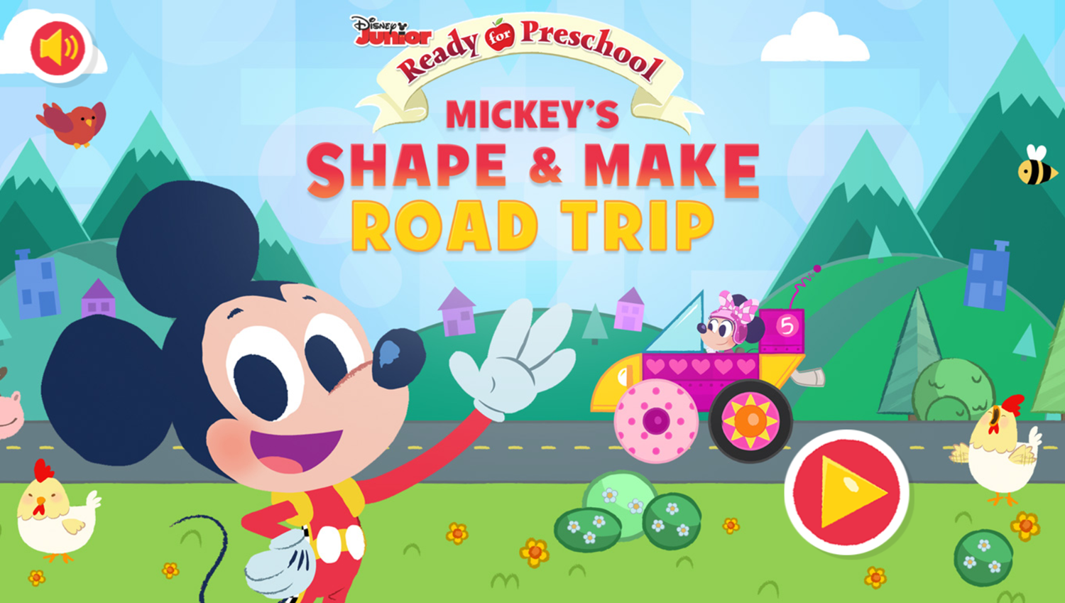 Disney Jr Mickey Shape and Make Road Trip Game Welcome Screen Screenshot.