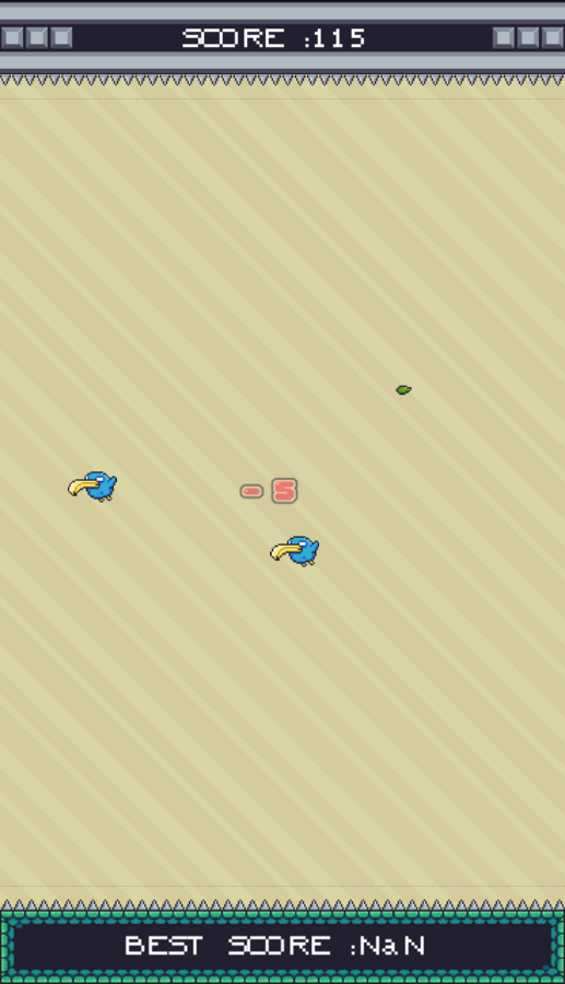 Dizzy Bird Game Over Screenshot.