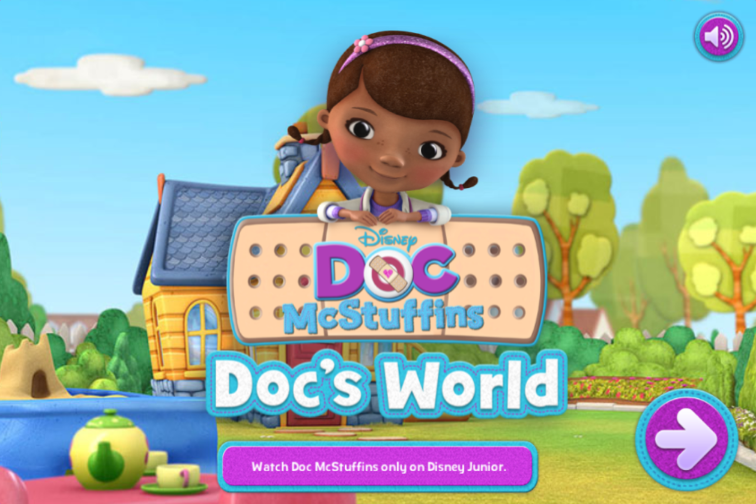 Doc McStuffins Doc's World Game Welcome Screen Screenshot.