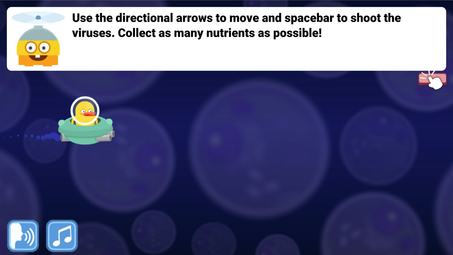 DocDuck Parts of the Cell Game Collect Nutrients Destroy Viruses Screenshot.