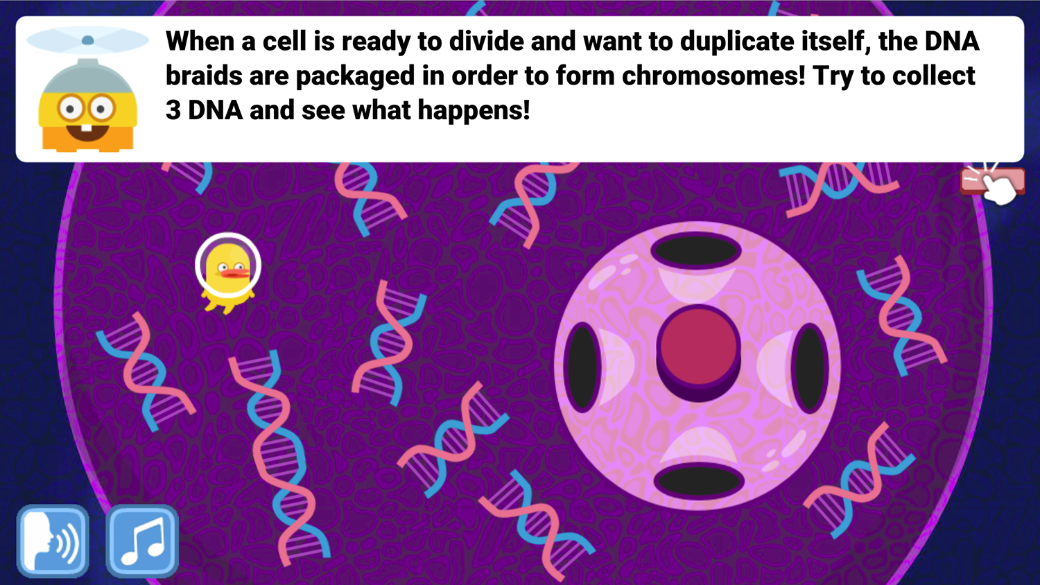 DocDuck Parts of the Cell Game DNA Form Chromosomes Screenshot.