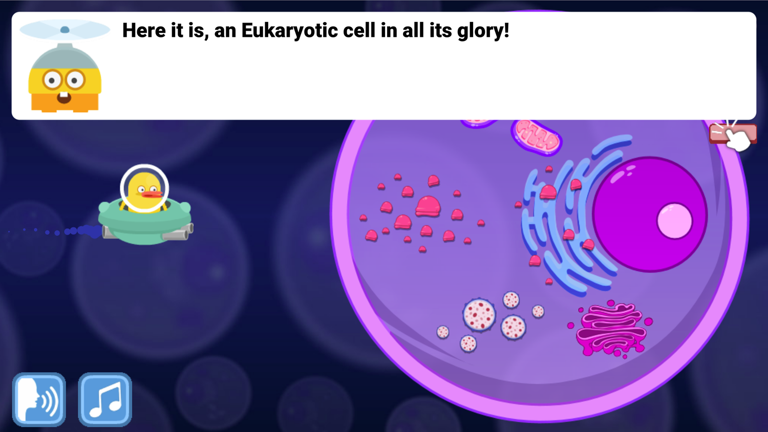 DocDuck Parts of the Cell Game Eukaryotic Cell Screenshot.