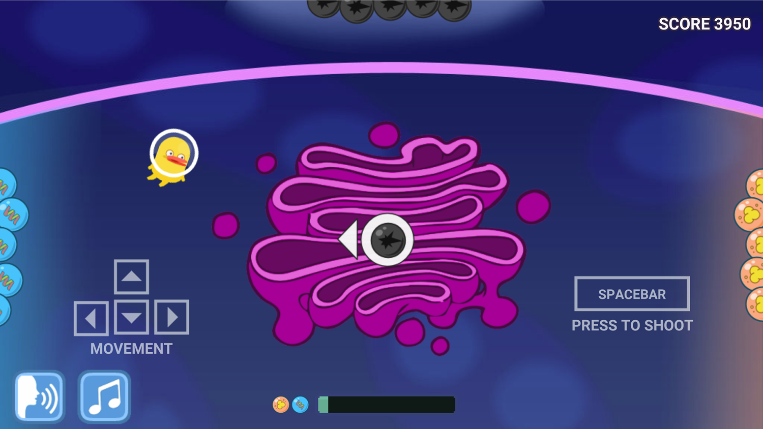 DocDuck Parts of the Cell Game Golgi Apparatus Controls Screenshot.