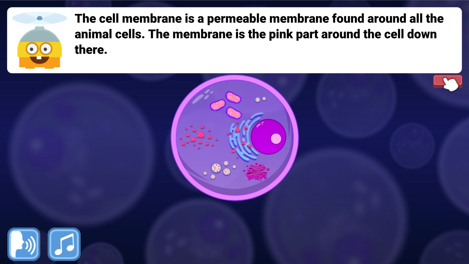 DocDuck Parts of the Cell Game Cell Membrane Description Screenshot.