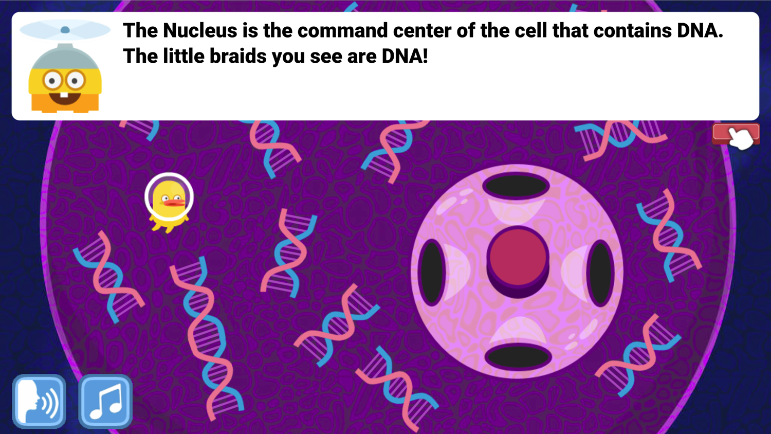 DocDuck Parts of the Cell Game Nucleus Command Center Screenshot.