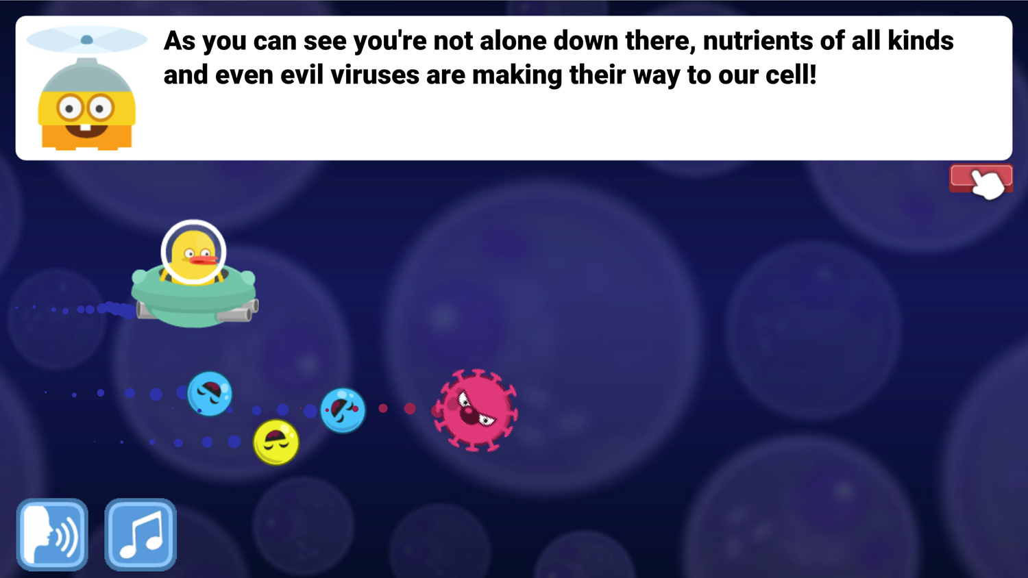 DocDuck Parts of the Cell Game Nutrients and Viruses Screenshot.