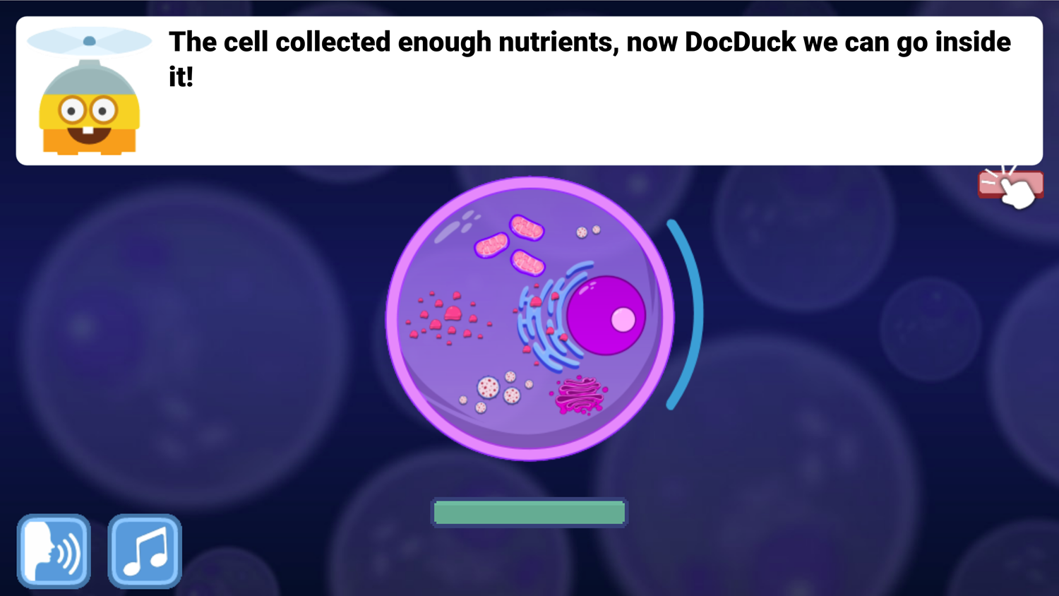 DocDuck Parts of the Cell Game Nutrients Collected Screenshot.