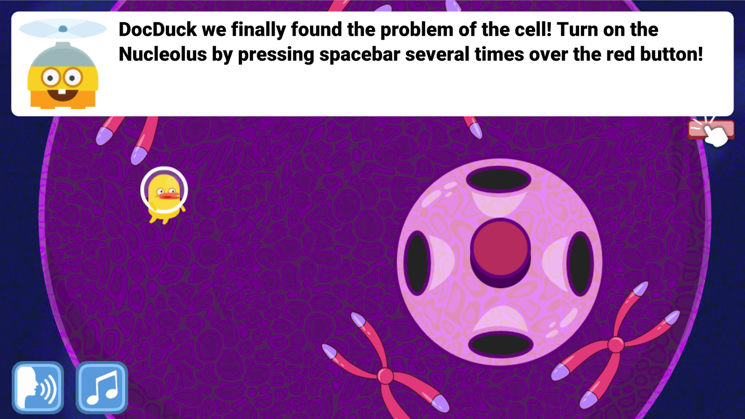 DocDuck Parts of the Cell Game Turn On Nucleolus Screenshot.