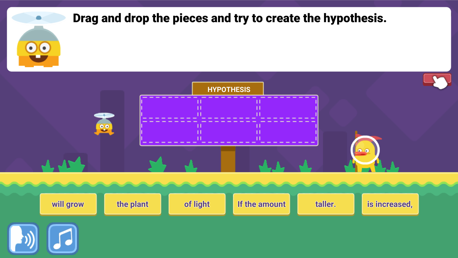 DocDuck Scientific Method Game Create the Hypothesis Screenshot.