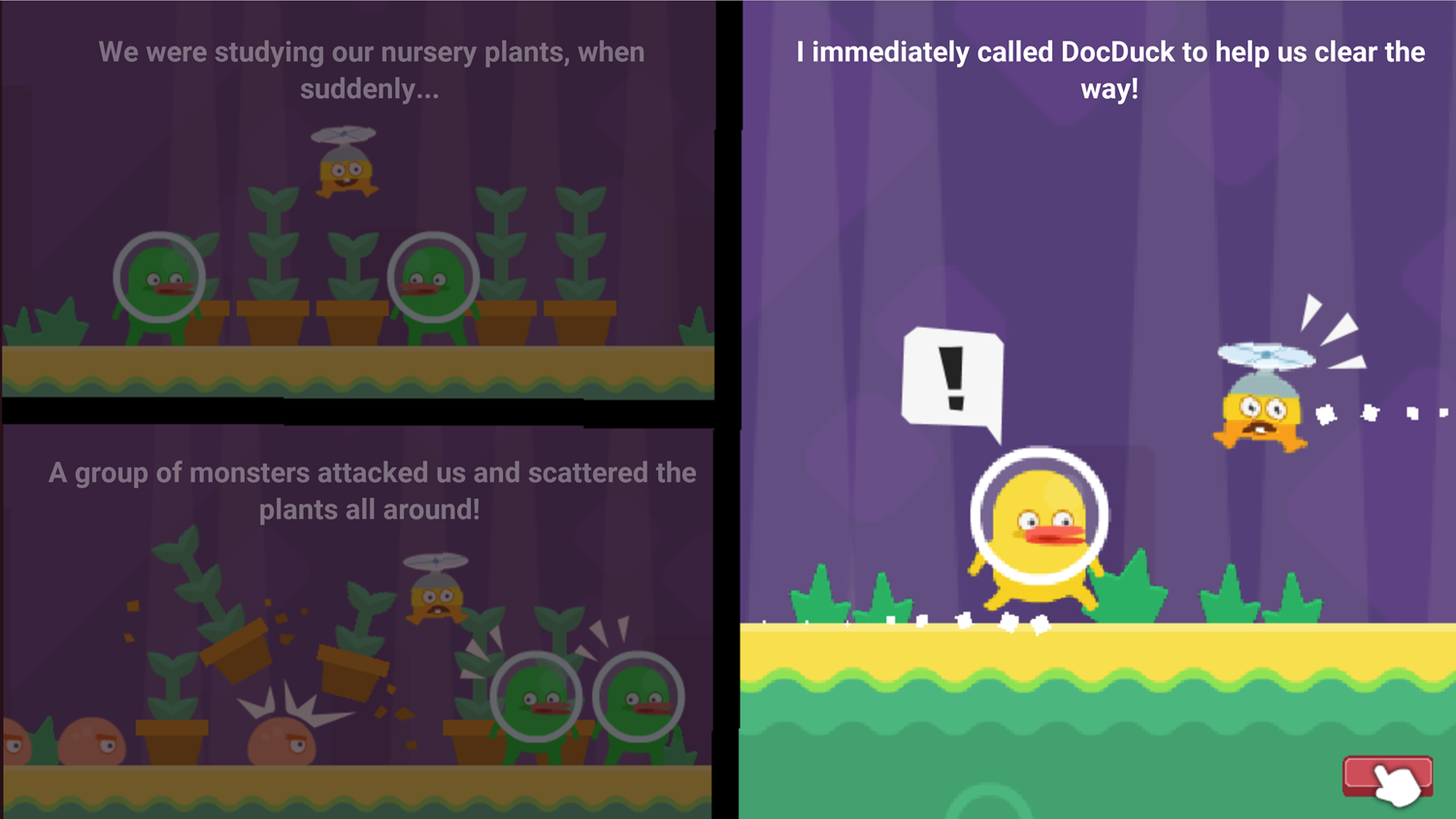 DocDuck Scientific Method Game Introduction Comic Screen Screenshot.