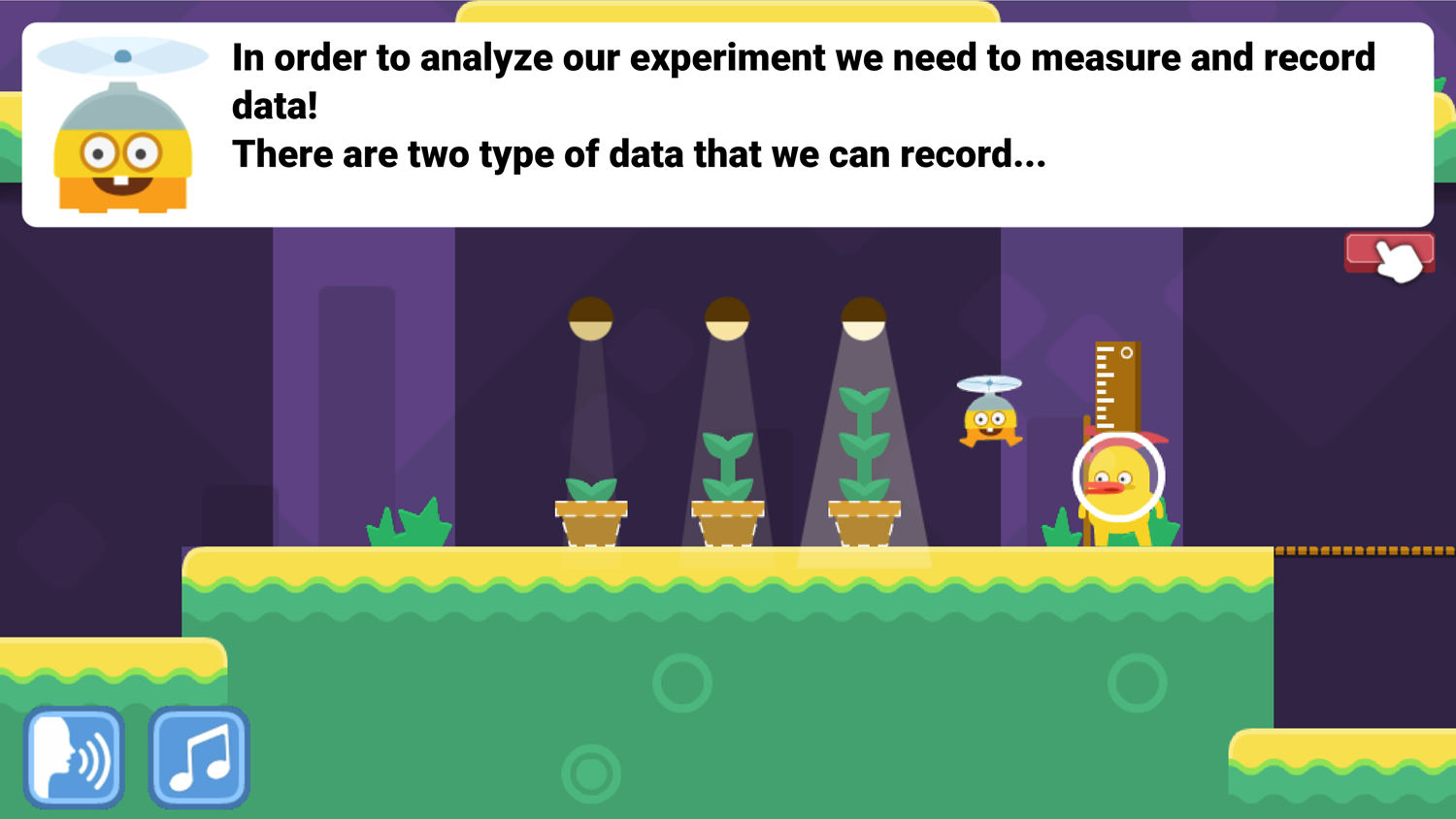 DocDuck Scientific Method Game Measuring and Recording Data Screenshot.