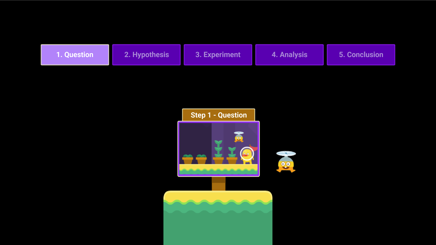 DocDuck Scientific Method Game Question Screen Screenshot.