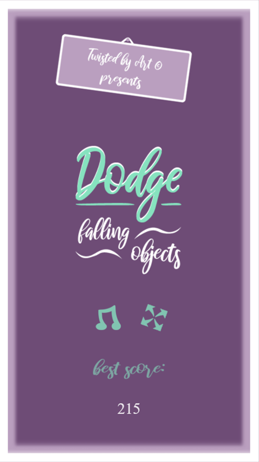 Dodge Falling Objects Game Welcome Screen Screenshot.