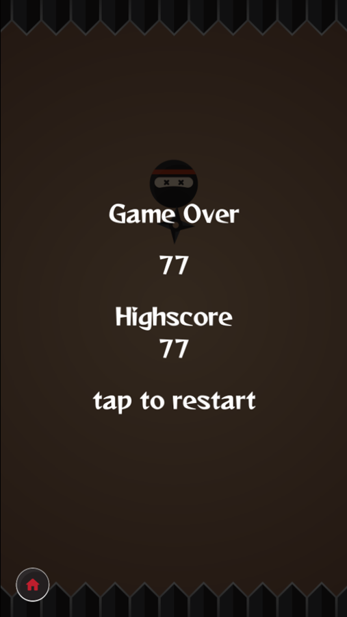 Dodge Ninja Game Over Screenshot.