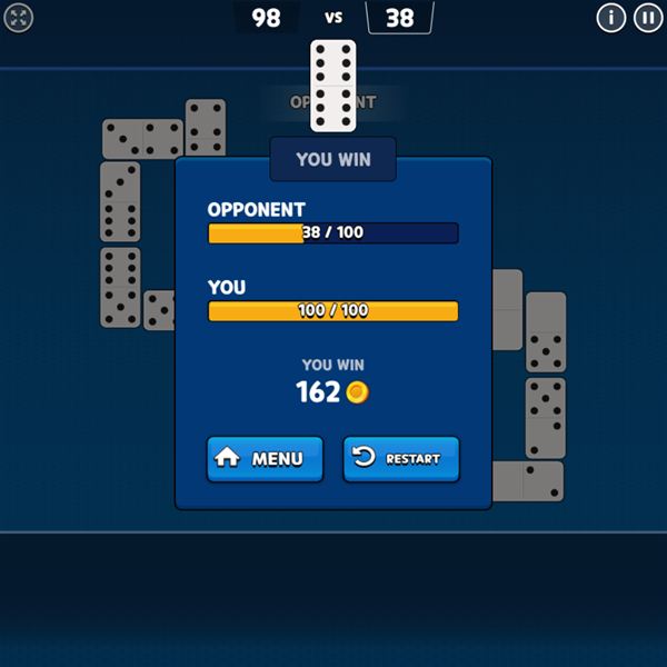 Domino Battle Game Win Screenshot.