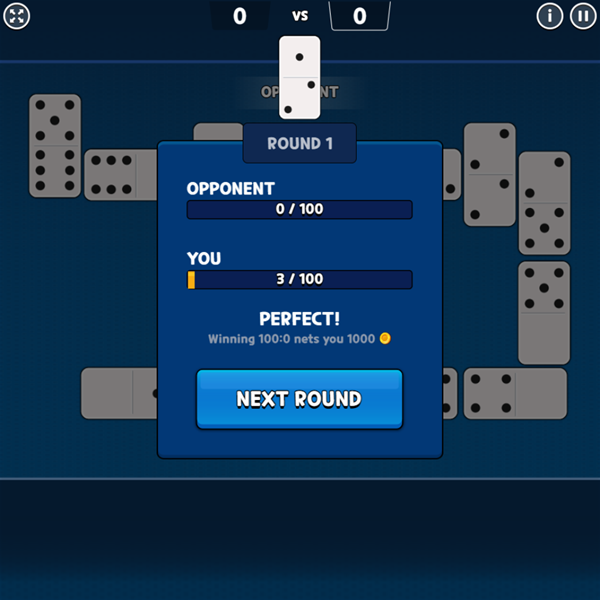 Domino Battle Game Round Complete Screenshot.