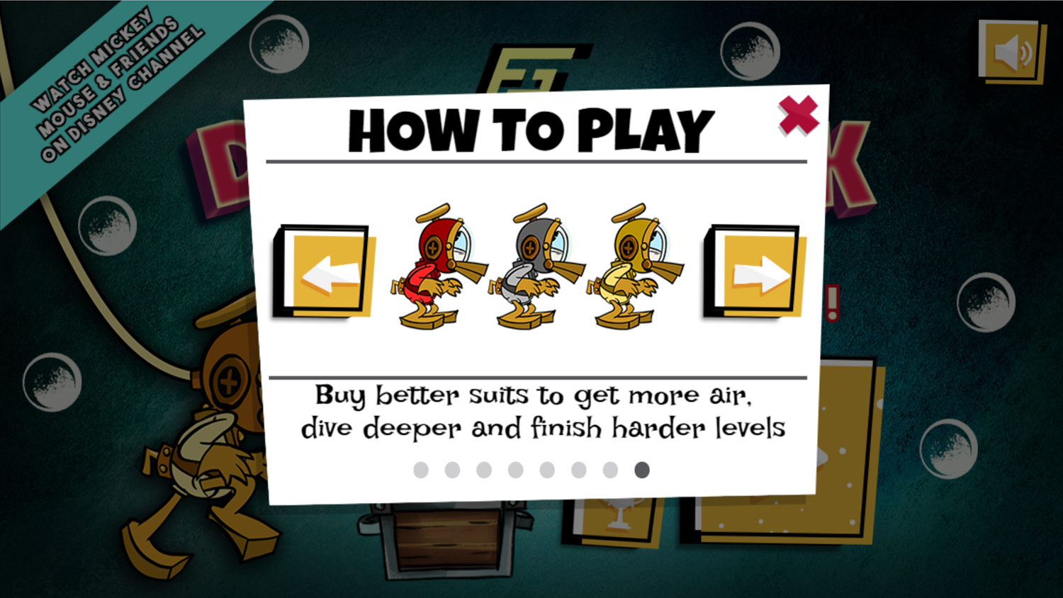 Donald Duck Treasure Frenzy Game How to Upgrade Dive suit Screenshot.