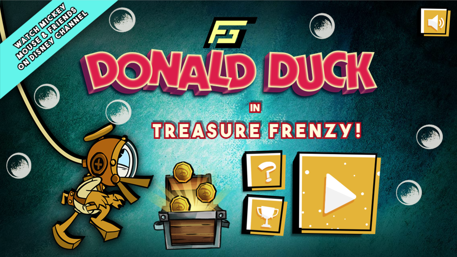 Donald Duck Treasure Frenzy Game Welcome Screen Screenshot.