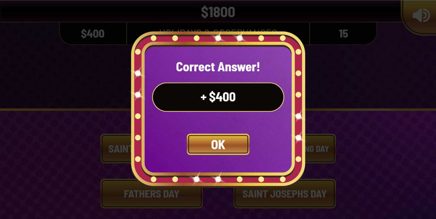 Don't Jeopardize This Game Correct Answer Screen Screenshot.