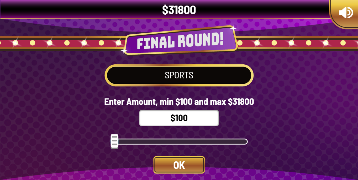 Don't Jeopardize This Game Final Round Bid Screen Screenshot.