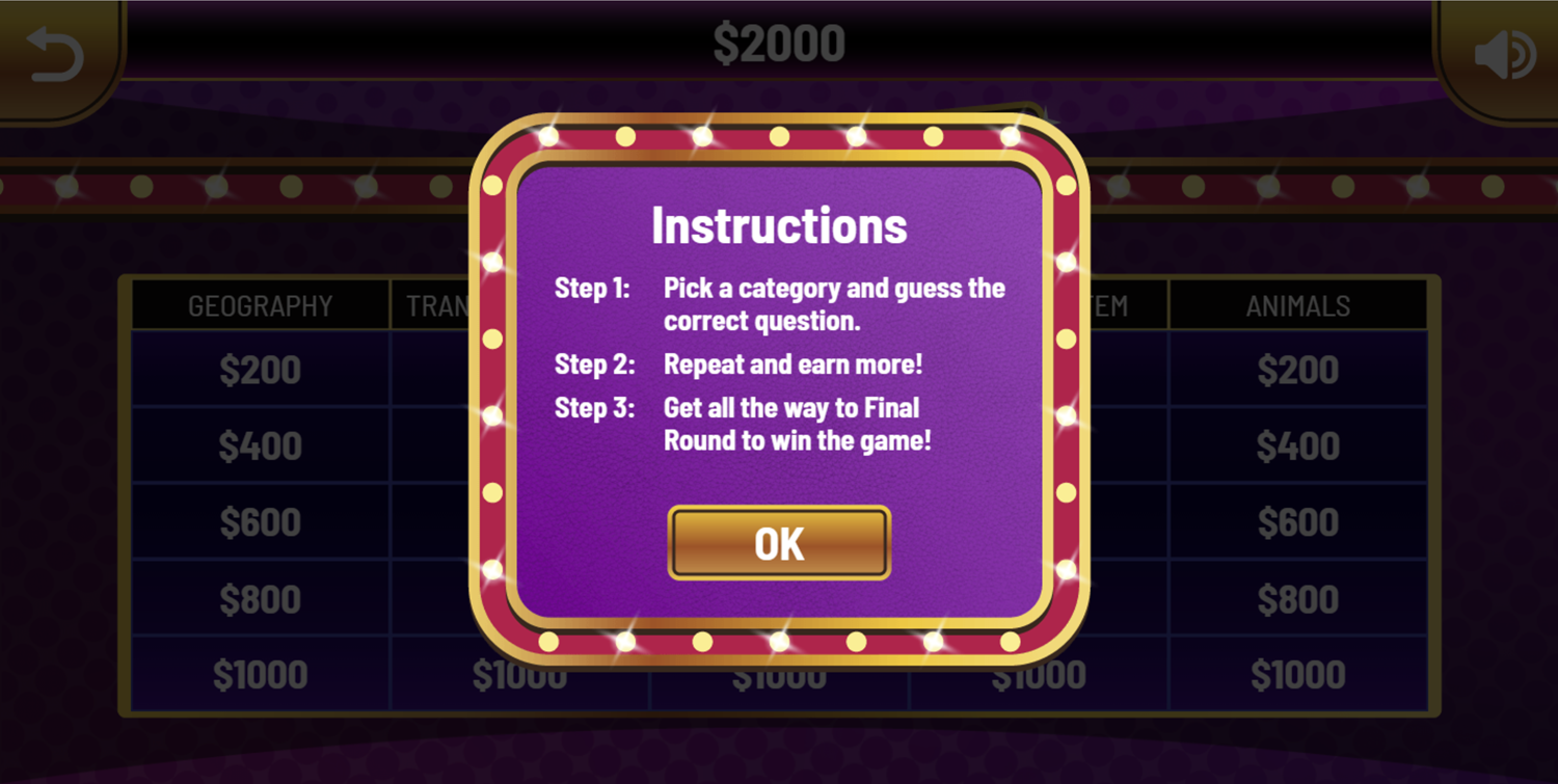 Don't Jeopardize This Game Play Instructions Screen Screenshot.