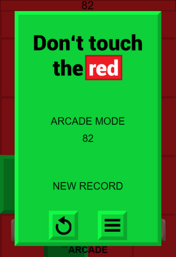 Don't Touch the Red Game Over Screenshot.