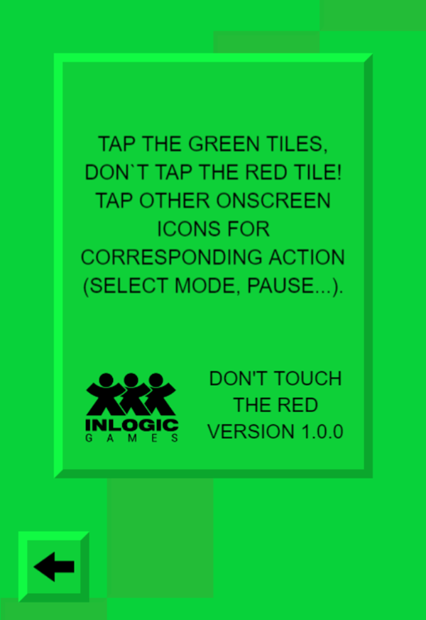 Don't Touch the Red Game Instructions Screenshot.