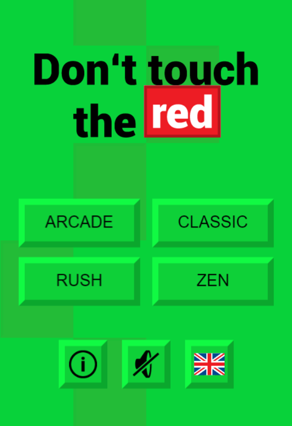 Don't Touch the Red Game Welcome Screen Screenshot.