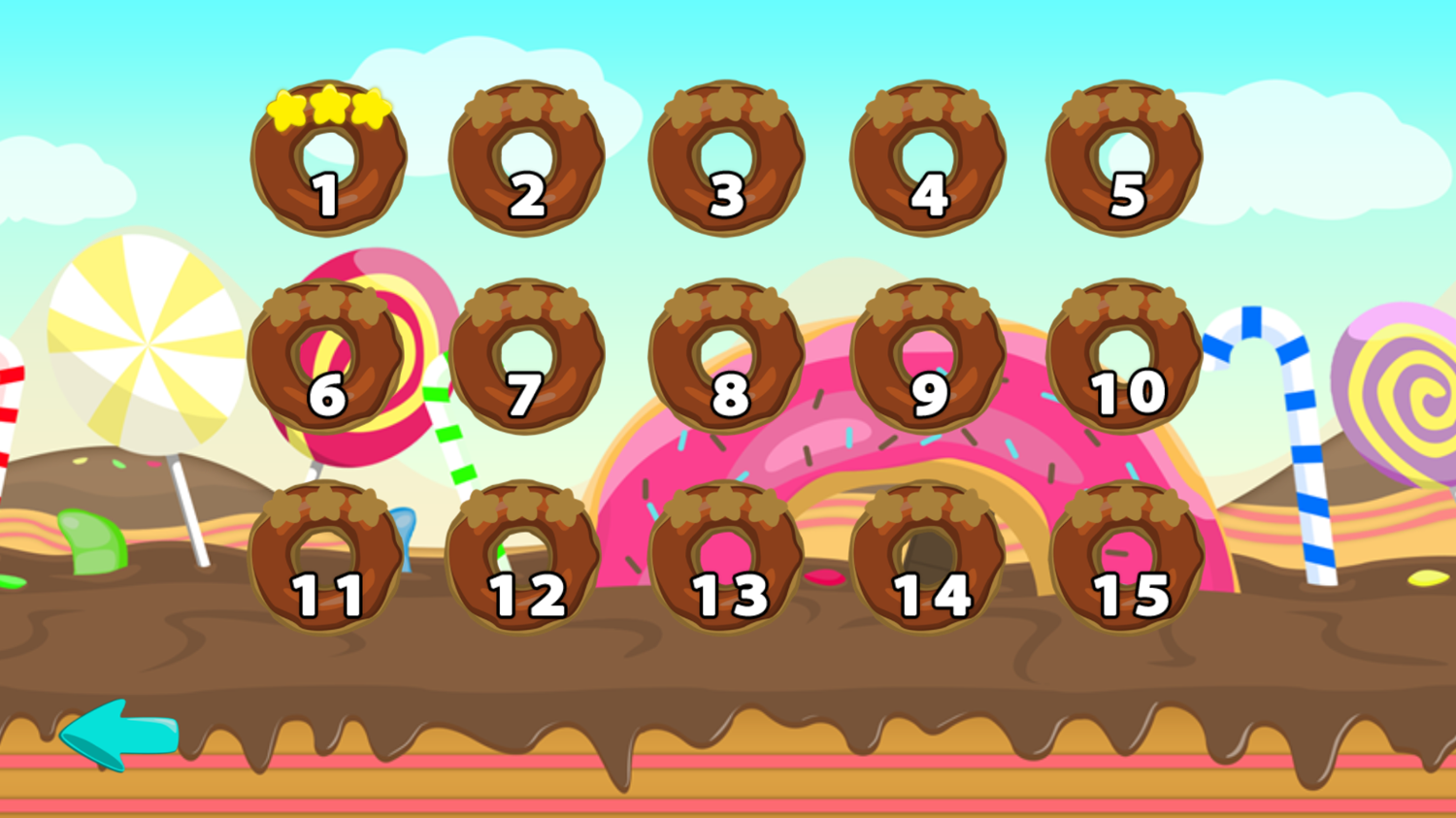 Donut Lover 2 Game Level Select Screen Screenshot.