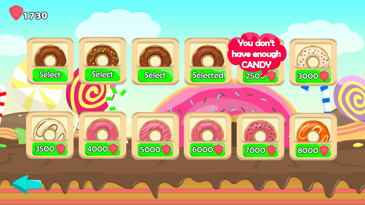 Donut Lover 2 Game Shop Insufficient Funds Screenshot.