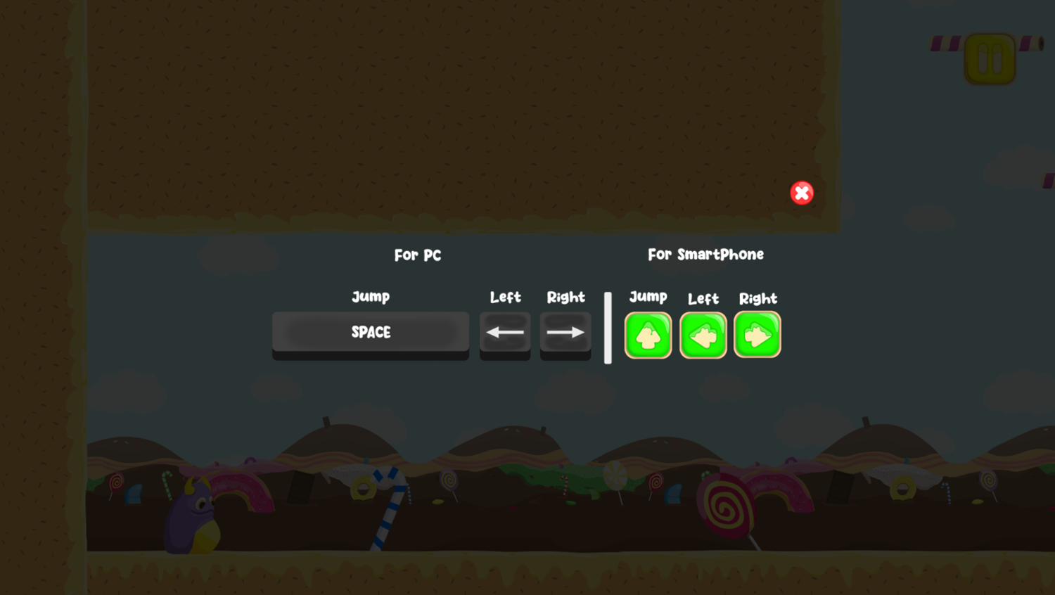 Donut Lover Game Controls Screen Screenshot.