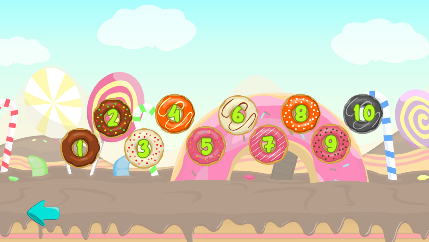 Donut Lover Game Level Select Screen Screenshot.