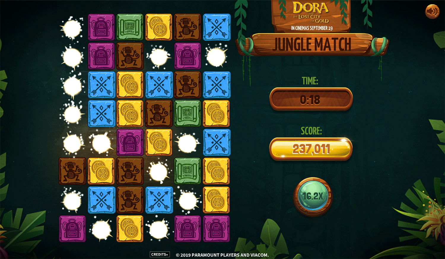 Dora Jungle Match Game Combo Screenshot.