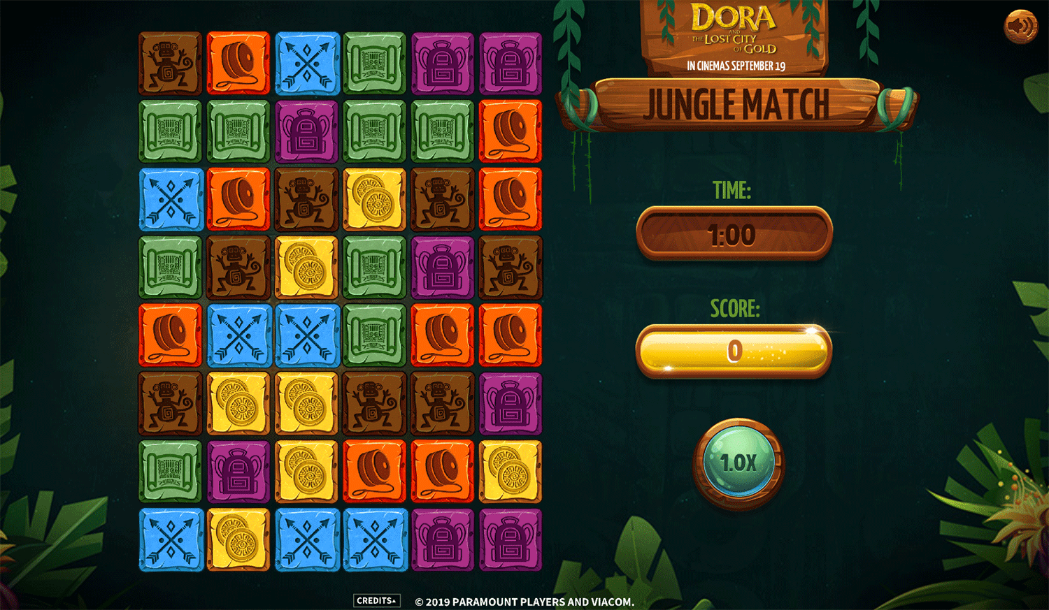 Dora Jungle Match Game Start Screenshot.