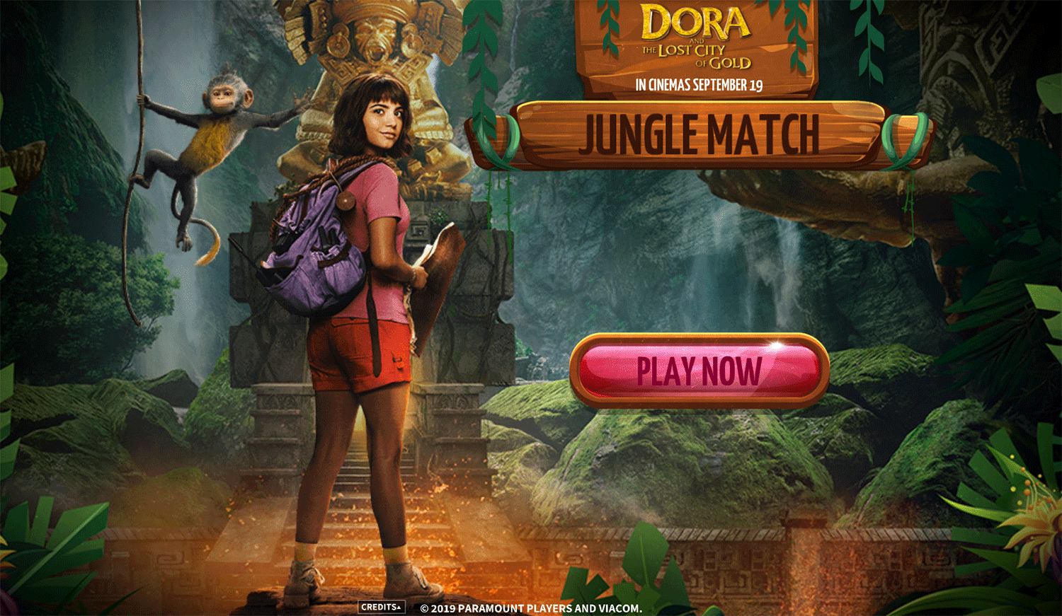 Dora Jungle Match Game Welcome Screen Screenshot.