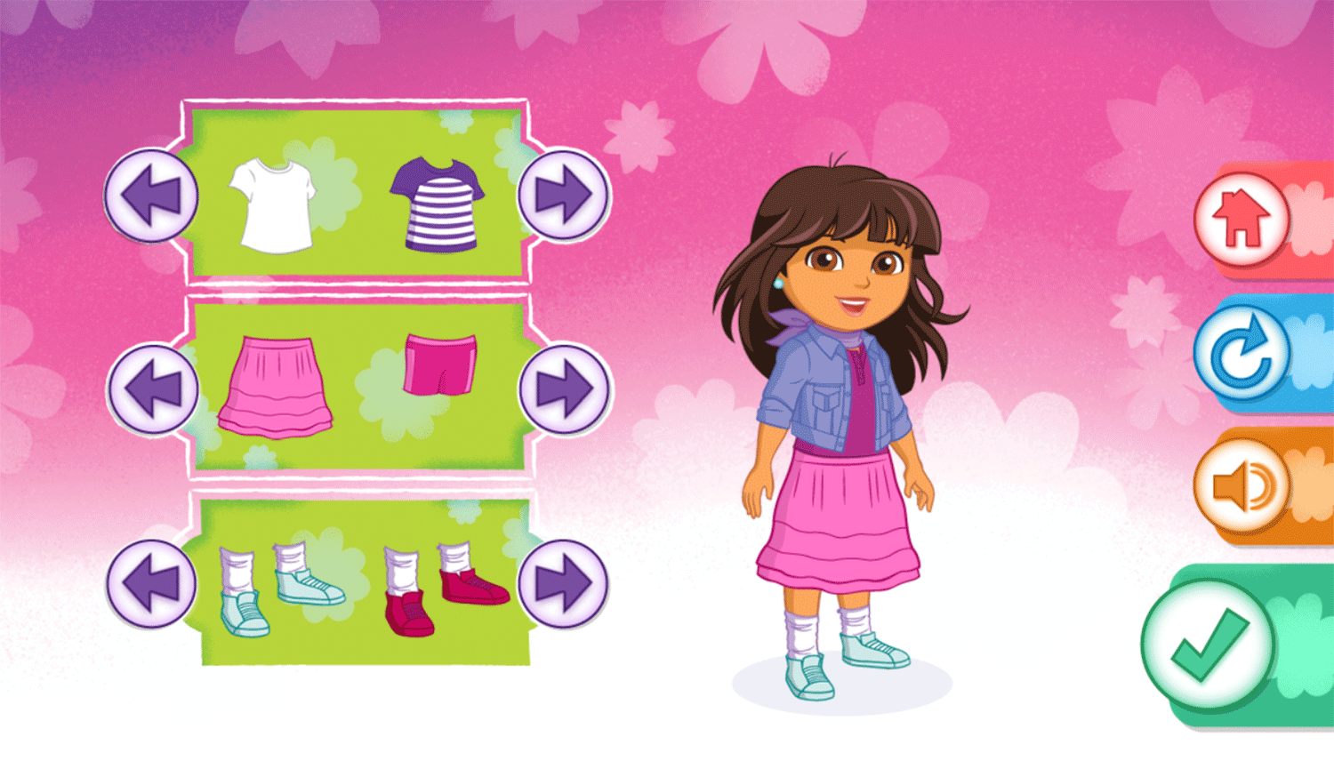 Dora's Wonderful Wardrobe Dress Up Game Dressed Dora Model Screenshot.