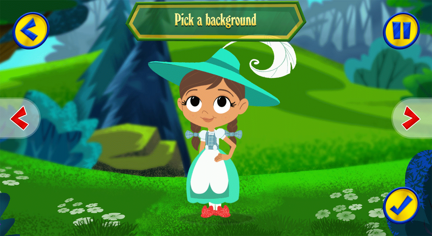 Dorothy and the Wizard of Oz Dress Up Game Pick Background Screenshot.