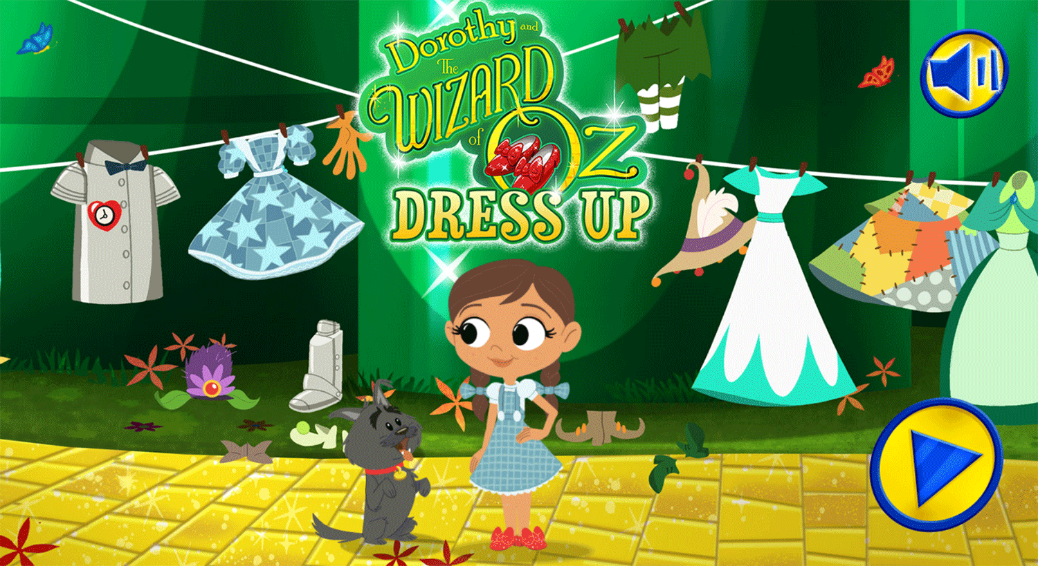 Dorothy and the Wizard of Oz Dress Up Game Welcome Screen Screenshot.