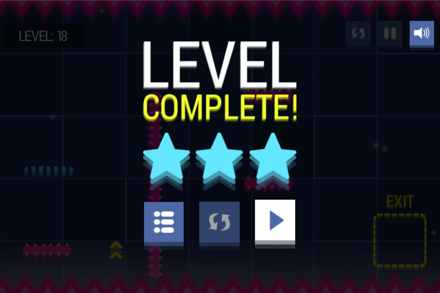 Dot Adventure Game Level Complete Screen Screenshot.