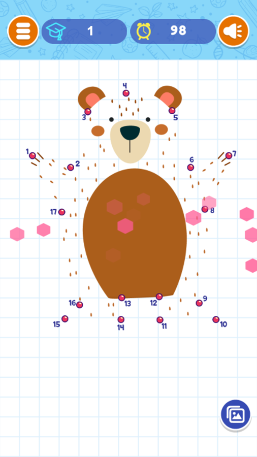 Dot to Dot Cute Animal Game Level Start Screenshot.